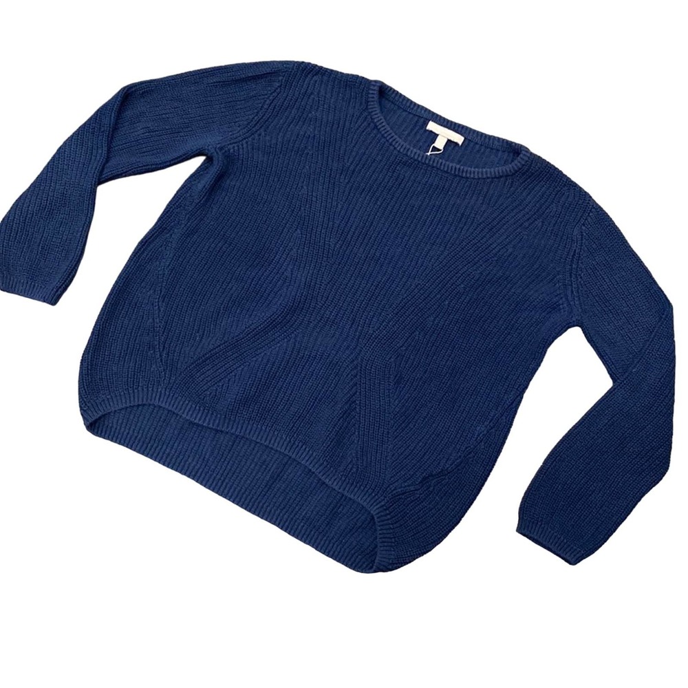 Banana Republic Women's Crew Neck Chunky Knit Cotton Sweater Navy Size M